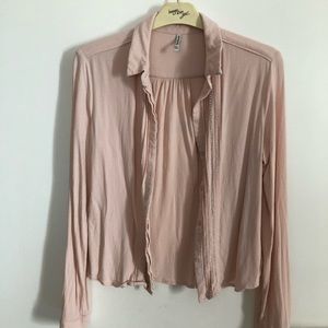 Stradivarius pink cream color blouse shirt size L